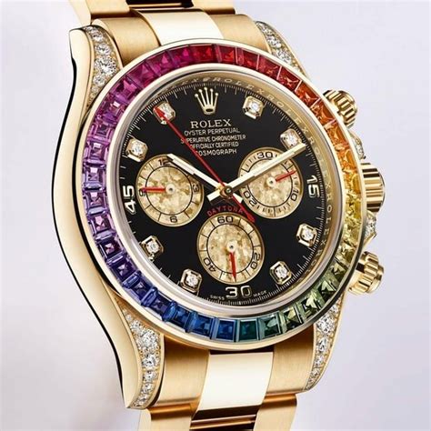 rolex mit bunten steinen|rolex rainbow neuwertig.